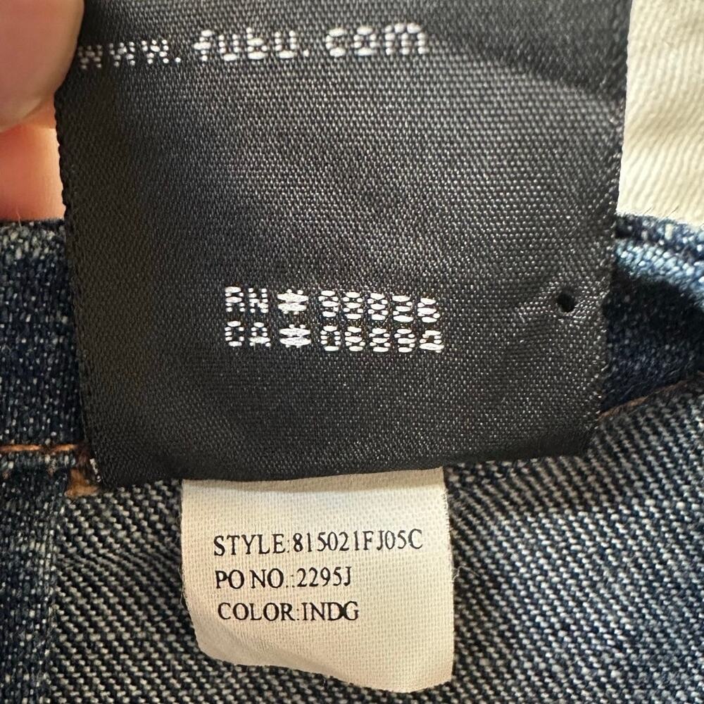 Vintage FUBU Denim Long Sleeve Dress Corduroy Patchwork Stripes Vneck Size 7/8 - Picture 12 of 16